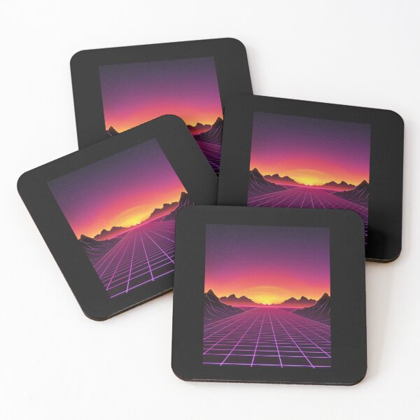 Item preview, Neon Grid Sunset Synthwave Retro Landscape designed and sold by RetroWaveArtCo.
