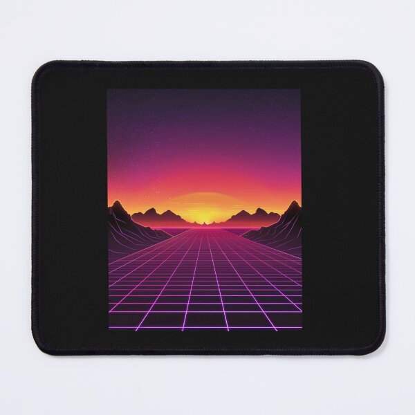 Item preview, Neon Grid Sunset Synthwave Retro Landscape designed and sold by RetroWaveArtCo.