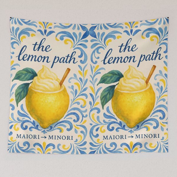 Item preview, The Lemon Path Maiori–Minori – Italian Lemon Sorbet Mediterranean Tile Design designed and sold by EmeraldeaArt.