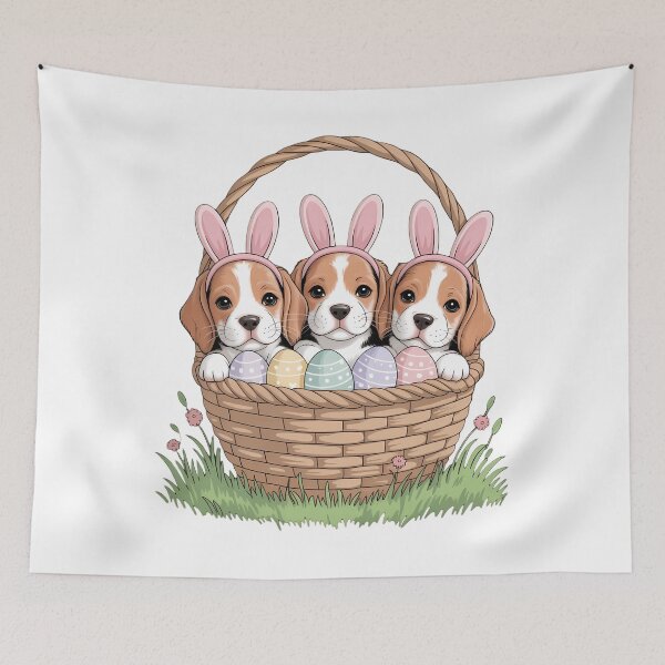 Item preview, Basset Hound Bunny Easter Basket Egg Easter Day designed and sold by TrinaEspinoza.