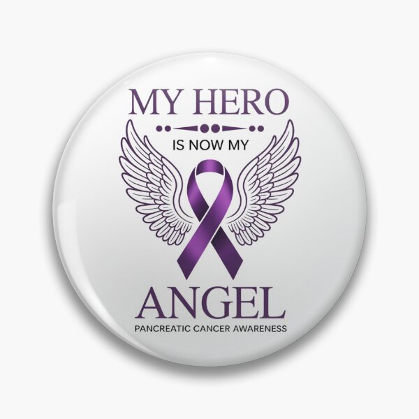 Item preview, My Hero Is Now My Angel Pancreatic Cancer Awareness Purple Ribbon designed and sold by TrinaEspinoza.