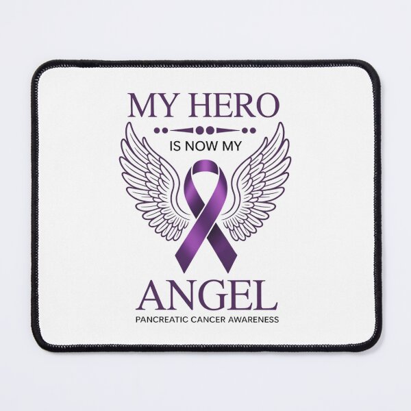 Item preview, My Hero Is Now My Angel Pancreatic Cancer Awareness Purple Ribbon designed and sold by TrinaEspinoza.