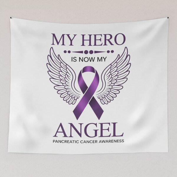Item preview, My Hero Is Now My Angel Pancreatic Cancer Awareness Purple Ribbon designed and sold by TrinaEspinoza.