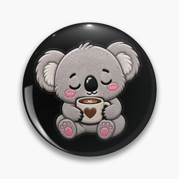 Item preview, Parche bordado de koala adorable con café | Koala chibi kawaii designed and sold by ColorSplash123.