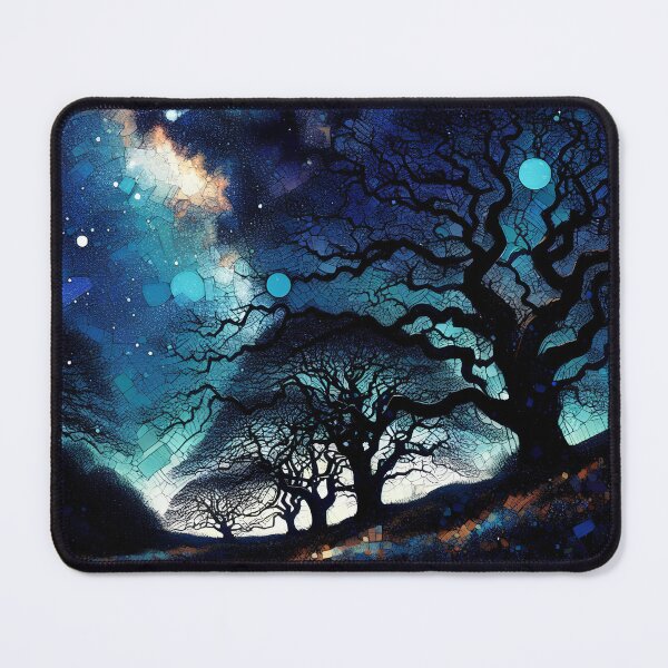 Item preview, Pixie-Led in the Indigo | Mystical Wistman Wood Nightscape designed and sold by Stoneflower-Art.