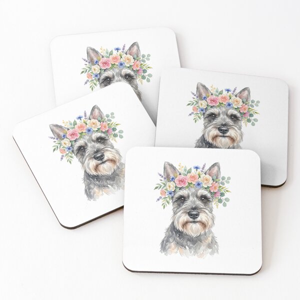 Item preview, Cute Watercolor Miniature Schnauzer with Flower Crown designed and sold by SOUFIANE1991.