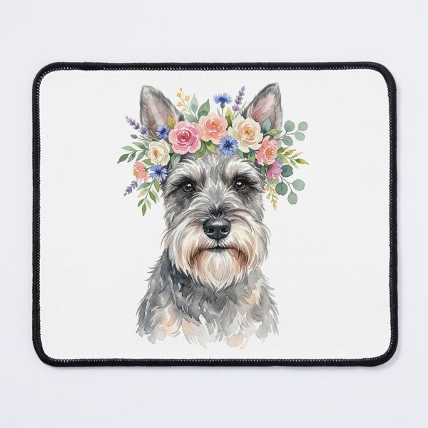 Item preview, Cute Watercolor Miniature Schnauzer with Flower Crown designed and sold by SOUFIANE1991.
