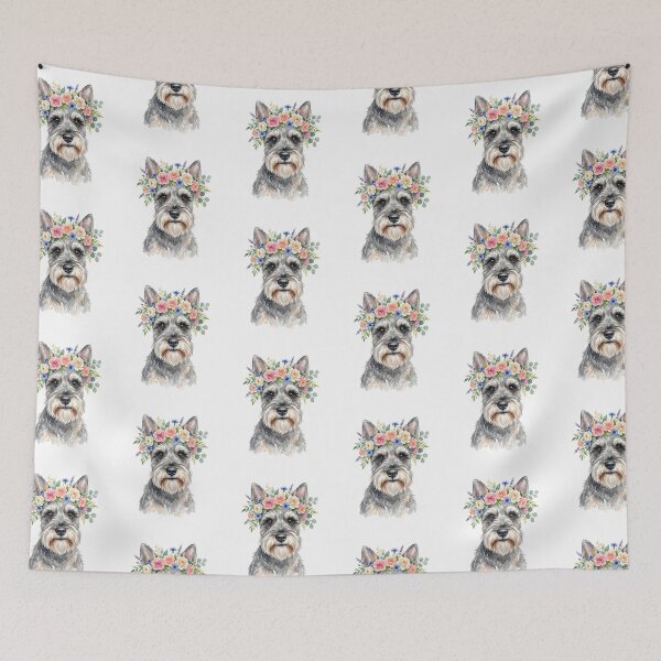 Item preview, Cute Watercolor Miniature Schnauzer with Flower Crown designed and sold by SOUFIANE1991.