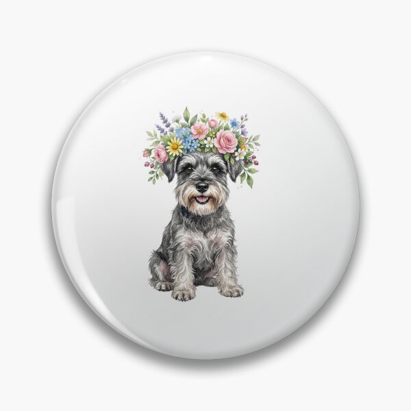 Item preview, Cute Watercolor Miniature Schnauzer with Flower Crown designed and sold by SOUFIANE1991.
