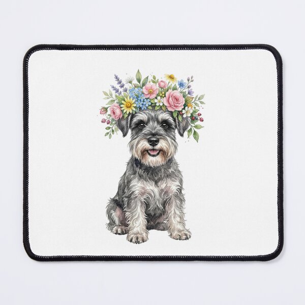 Item preview, Cute Watercolor Miniature Schnauzer with Flower Crown designed and sold by SOUFIANE1991.