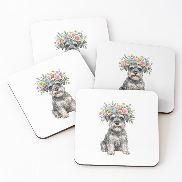 Item preview, Cute Watercolor Miniature Schnauzer with Flower Crown designed and sold by SOUFIANE1991.