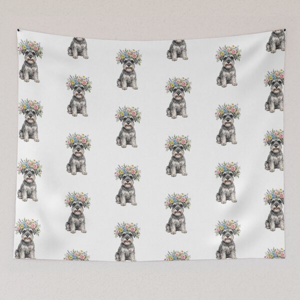Item preview, Cute Watercolor Miniature Schnauzer with Flower Crown designed and sold by SOUFIANE1991.