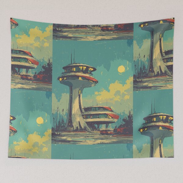 Item preview, Dusk at the Sky-Port - Space Age Architecture designed and sold by bapupa.