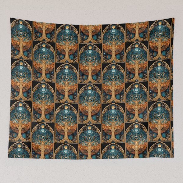 Item preview, Celestial Tree of Life Cosmic Golden Mystical Art designed and sold by PixelQ.