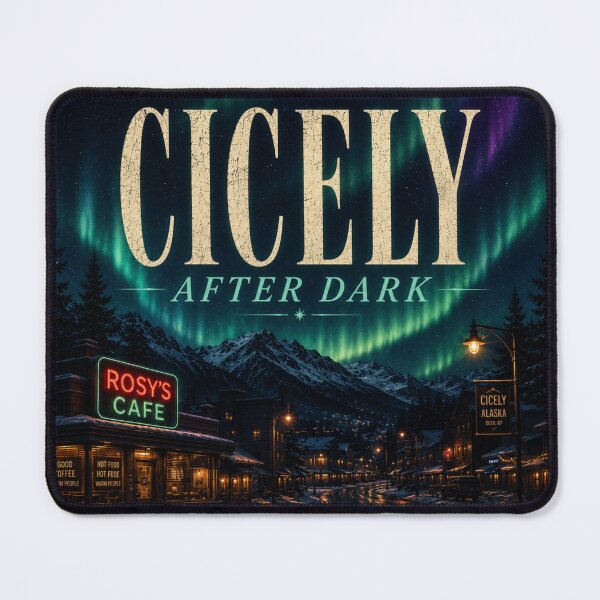 Item preview, Cicely After Dark Northern Lights Alaska Cinematic Aesthetic Design designed and sold by astersgraphics.