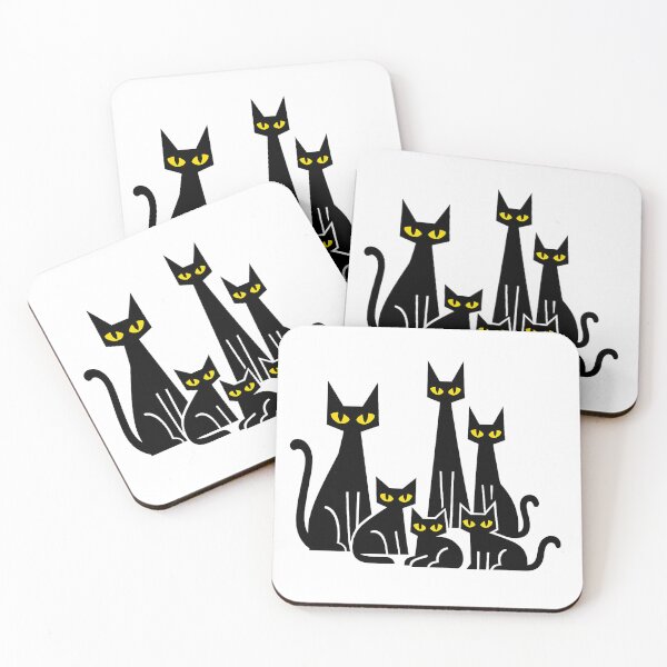 Item preview, Mid-Century Modern Black Cats - Geometric Minimalist Feline Family designed and sold by myforestfog.