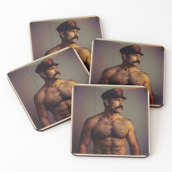 Item preview, Hairy Muscle Bear in Leather Captain Hat designed and sold by ZhivanCrimson.