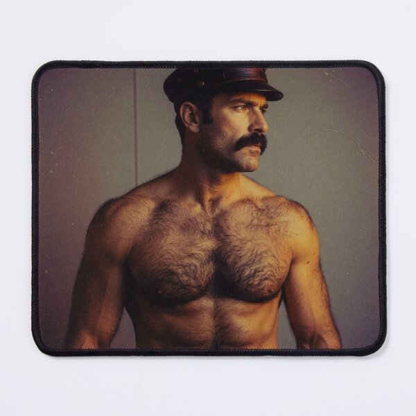 Item preview, Hairy Muscle Bear in Leather Captain Hat designed and sold by ZhivanCrimson.