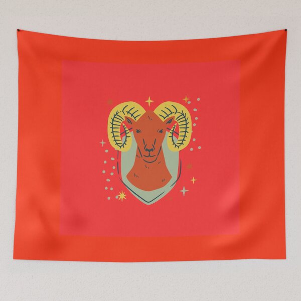Item preview, Aries Zodiac Sign Red and Gold Illustration designed and sold by Marya21.