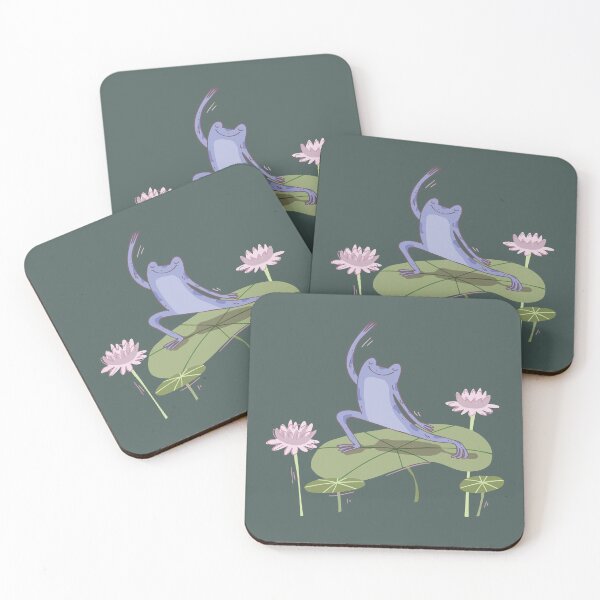 Item preview, Yoga Frog on Lotus Leaf – Cute Kawaii Frog Meditation Illustration designed and sold by anyramagic.