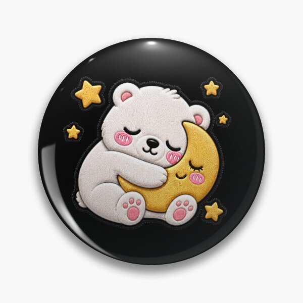 Item preview, Sleepy Polar Bear Embroidery Patch | Kawaii Moon Bear designed and sold by ColorSplash123.