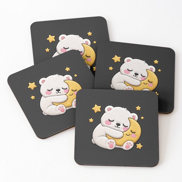 Item preview, Sleepy Polar Bear Embroidery Patch | Kawaii Moon Bear designed and sold by ColorSplash123.