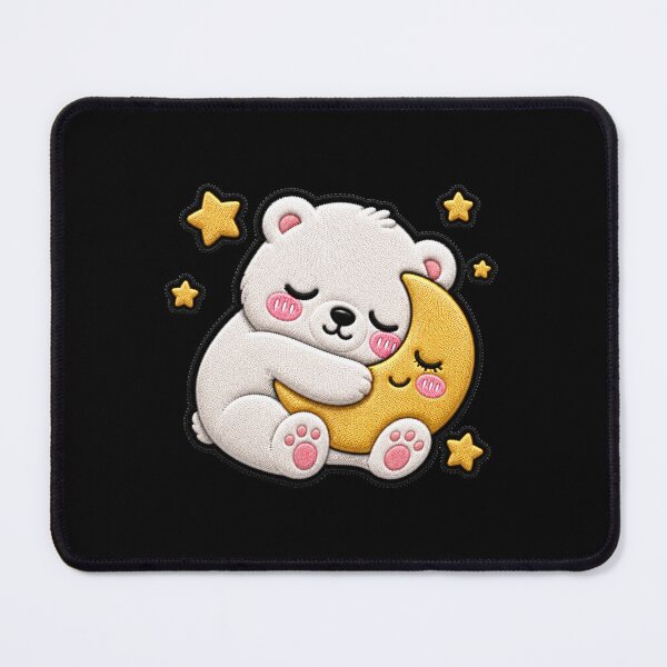 Item preview, Sleepy Polar Bear Embroidery Patch | Kawaii Moon Bear designed and sold by ColorSplash123.