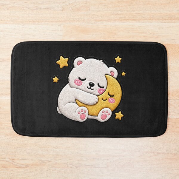 Item preview, Sleepy Polar Bear Embroidery Patch | Kawaii Moon Bear designed and sold by ColorSplash123.