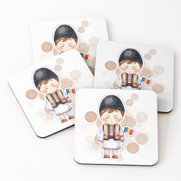 Item preview, Romanian Boy in Traditional Folk Costume Holding Romania Flag designed and sold by iamKRUK.
