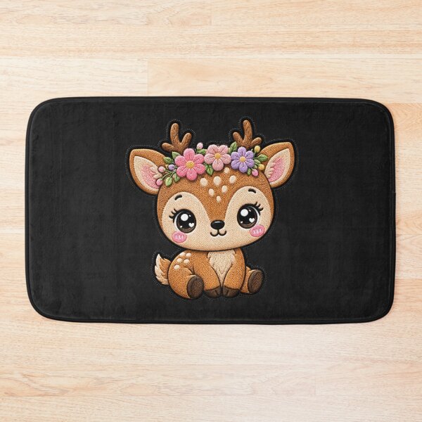 Item preview, Parche bordado de un adorable cervatillo | Ciervo con corona de flores kawaii designed and sold by ColorSplash123.