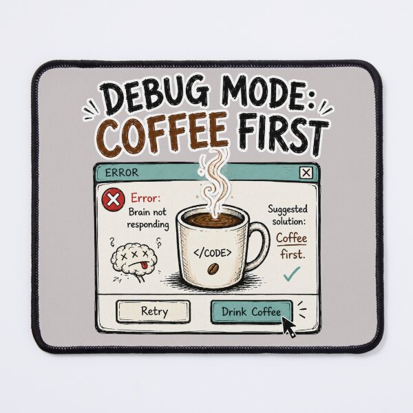 Item preview, Debug Mode Coffee First Programmer Humor Design designed and sold by Fangtasia77.