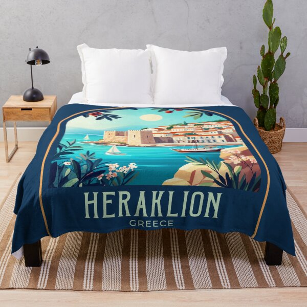 Item preview, Heraklion Vintage Travel Illustration designed and sold by HomeLivingCo.