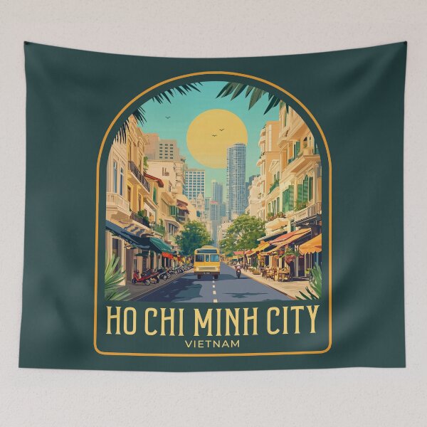 Item preview, Ho Chi Minh City Vintage Travel Illustration designed and sold by HomeLivingCo.