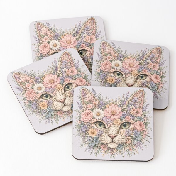 Item preview, Floral cat designed and sold by Moon Hollow Outfitters.
