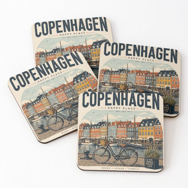 Item preview, Copenhagen canals bycicles hygge Nyhavn - happy place designed and sold by Kate1art.