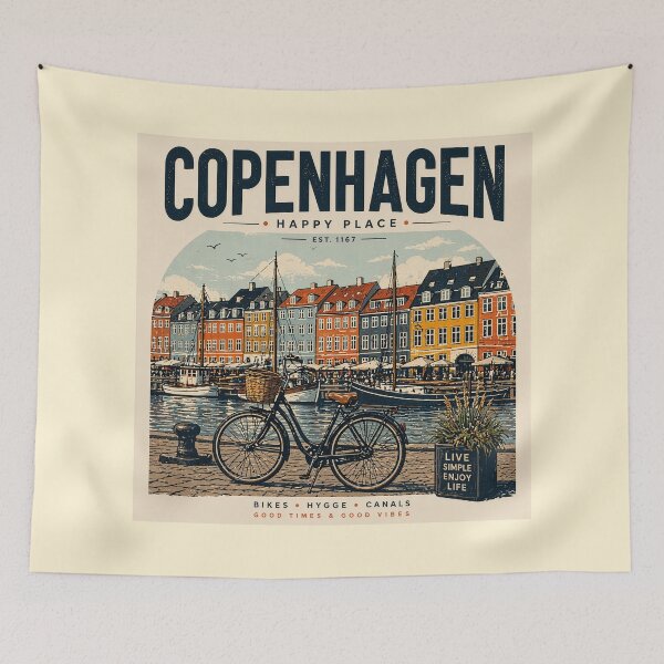 Item preview, Copenhagen canals bycicles hygge Nyhavn - happy place designed and sold by Kate1art.