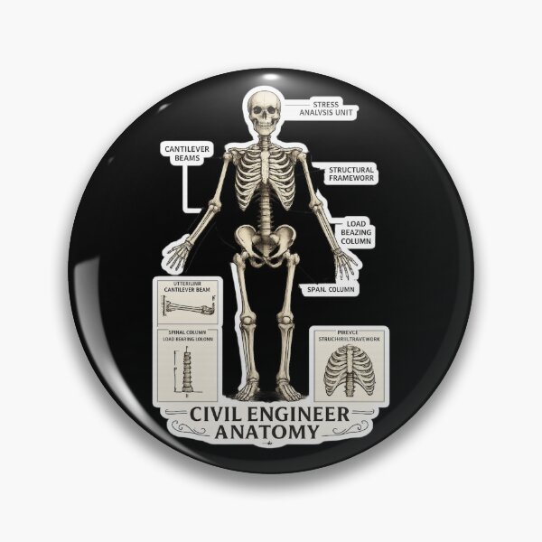 Item preview, Civil Engineer Anatomy Skeleton – Funny Vintage Engineering Humor Art | Civil Engineer Gift designed and sold by irfanshikh.