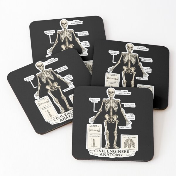 Item preview, Civil Engineer Anatomy Skeleton – Funny Vintage Engineering Humor Art | Civil Engineer Gift designed and sold by irfanshikh.