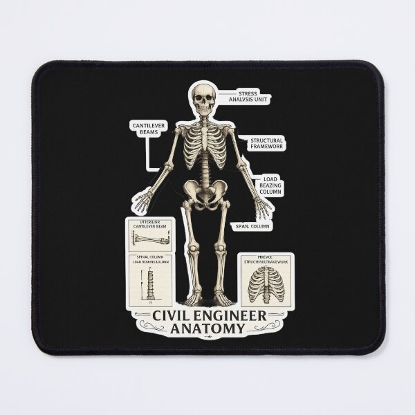 Item preview, Civil Engineer Anatomy Skeleton – Funny Vintage Engineering Humor Art | Civil Engineer Gift designed and sold by irfanshikh.