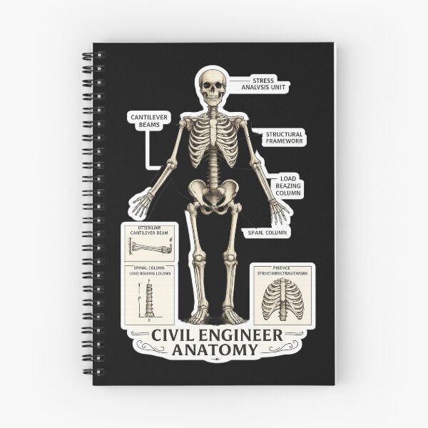 Item preview, Civil Engineer Anatomy Skeleton – Funny Vintage Engineering Humor Art | Civil Engineer Gift designed and sold by irfanshikh.