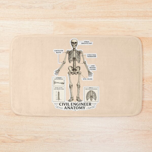 Item preview, Civil Engineer Anatomy Skeleton – Funny Vintage Engineering Humor Art | Civil Engineer Gift designed and sold by irfanshikh.
