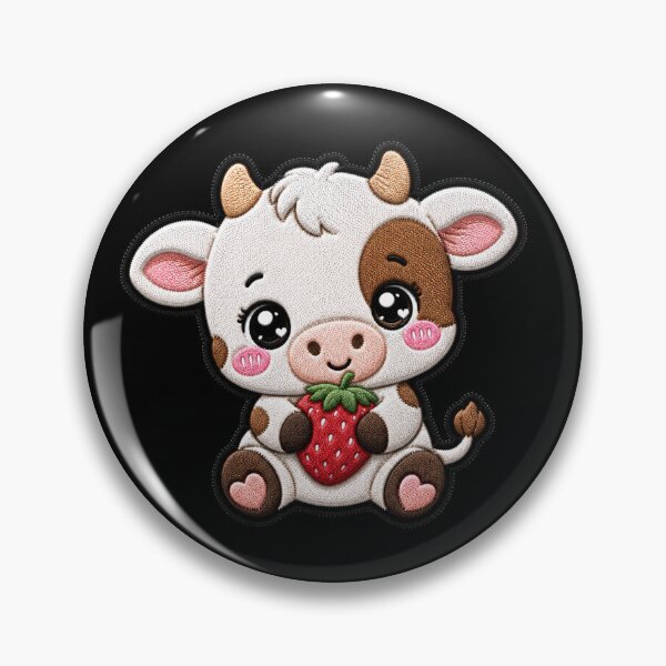 Item preview, Cute Baby Cow Embroidery Patch | Kawaii Strawberry Cow designed and sold by ColorSplash123.