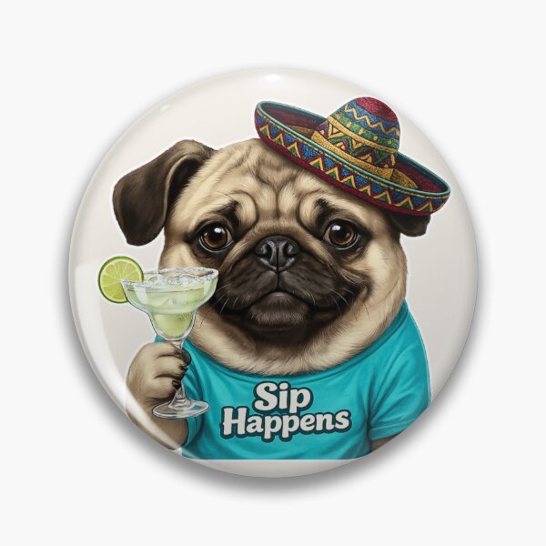 Artikelvorschau, Sip Happens Margarita Pug entworfen und verkauft von The Salted Lime Cape Cod .
