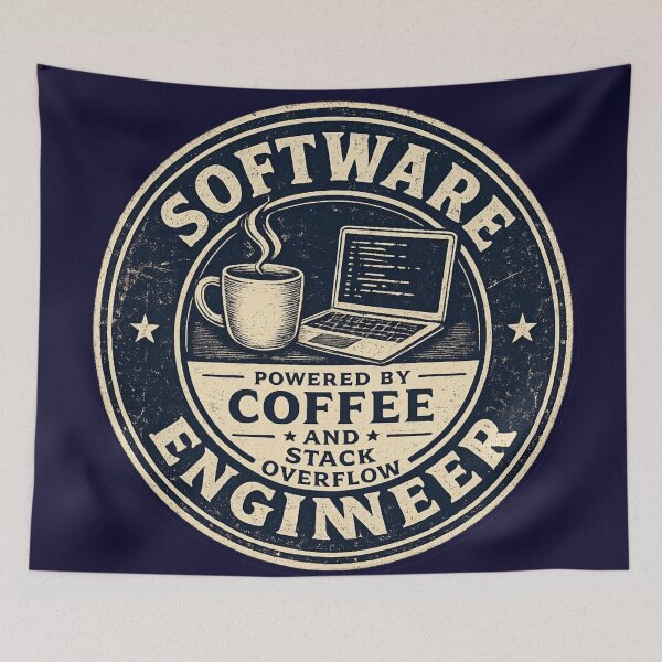 Item preview, Software Engineer Powered by Coffee and Stack Overflow – Funny Vintage Badge | Coder Gift designed and sold by irfanshikh.
