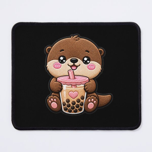 Item preview, Cute Otter Bubble Tea Embroidery Patch | Kawaii Chibi Otter designed and sold by ColorSplash123.