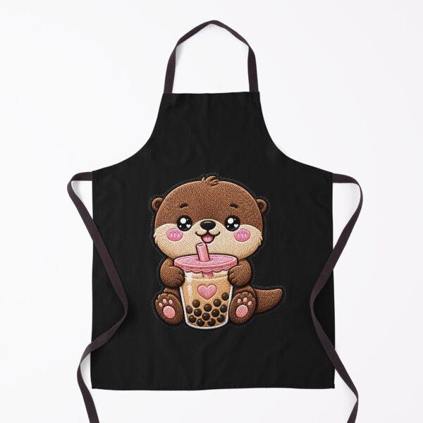 Item preview, Cute Otter Bubble Tea Embroidery Patch | Kawaii Chibi Otter designed and sold by ColorSplash123.