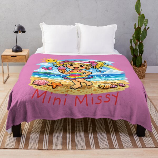 Item preview, Mini Missy Summer Beach Vibes – Cute Rainbow Outfit Cartoon Girl by the Ocean designed and sold by Black Signal.