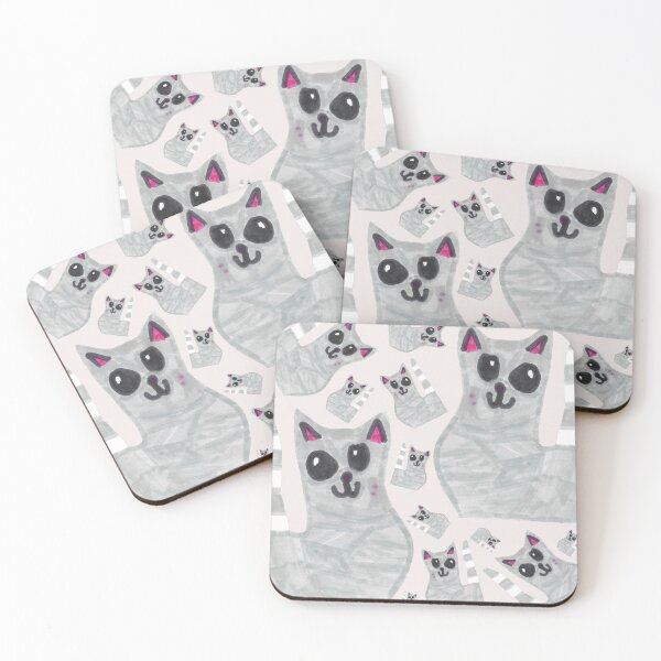 Item preview, Cute Grey Cat Pattern Kids Art designed and sold by nimbfeja.