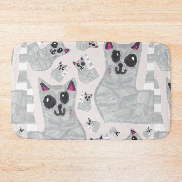 Item preview, Cute Grey Cat Pattern Kids Art designed and sold by nimbfeja.