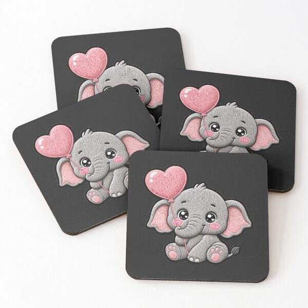 Item preview, Cute Baby Elephant Embroidery Patch | Kawaii Balloon Elephant designed and sold by ColorSplash123.